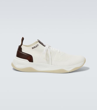 Shadow knitted leather-trimmed sneakers | Berluti