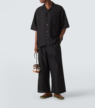 Paula's Ibiza cropped toile wide-leg pants in black - Loewe