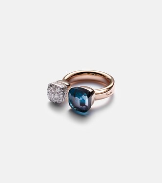 Nudo 18kt gold ring with topaz and diamonds | Pomellato