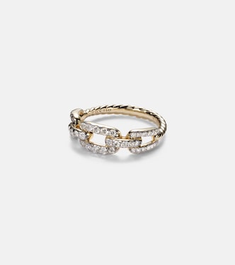 Ring Stax Chain Link aus 18kt Gelbgold mit Diamanten | David Yurman