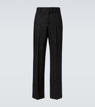 Pinstripe wool and silk straight pants | Valentino