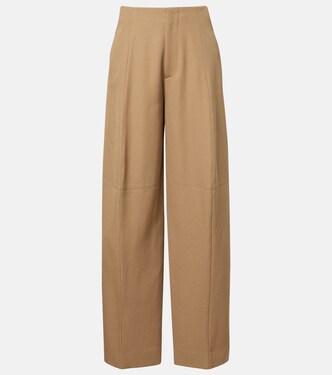 Pantalon ample à taille haute en laine vierge | Victoria Beckham