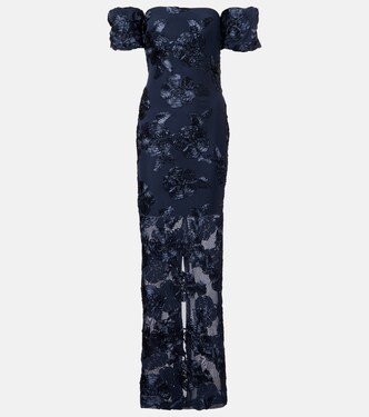 فستان سهرة من الشبك بتطريز  الورود | Rotate