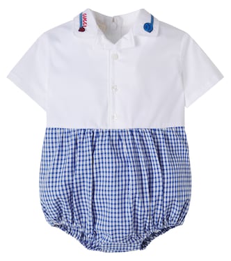 Baby checked cotton-blend playsuit | Gucci Kids