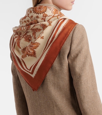 Floral cashmere and silk scarf in multicoloured - Loro Piana