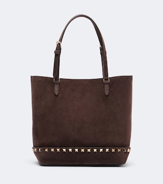 Tote Bag Rockstud Small aus Veloursleder | Valentino Garavani