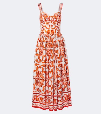 Majolica cotton poplin maxi dress | Dolce&Gabbana
