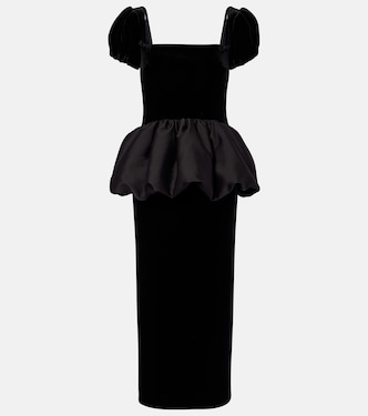 Peplum velvet and taffeta midi dress | Self-Portrait