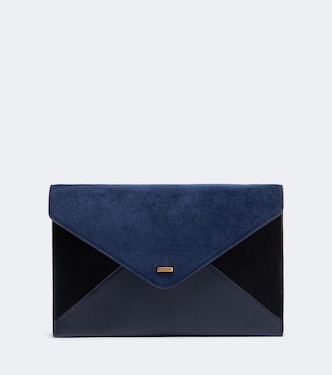 Grace leather-trimmed suede clutch | Khaite