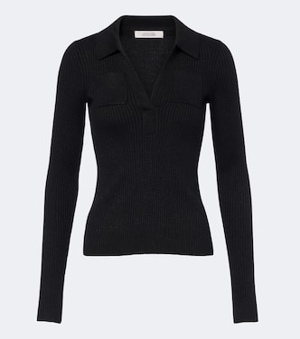 Shimmering Lurex® wool-blend polo shirt | Dorothee Schumacher