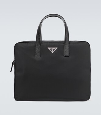 Re-Nylon leather-trimmed briefcase | Prada