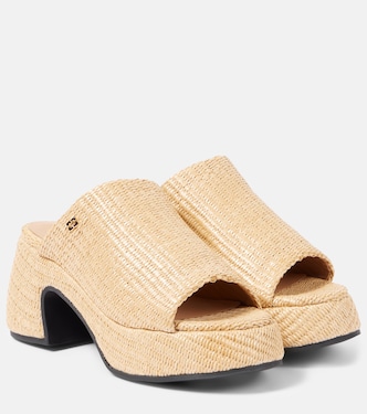Butterfly raffia platform mules | Ganni
