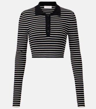 Giselle striped cropped polo shirt | The Frankie Shop