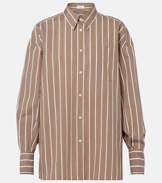 Monili striped cotton-blend poplin shirt | Brunello Cucinelli