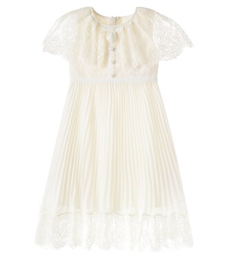 Caped chiffon and lace dress | Self-Portrait Kids