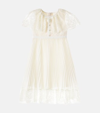 Caped chiffon and lace dress | Self-Portrait Kids