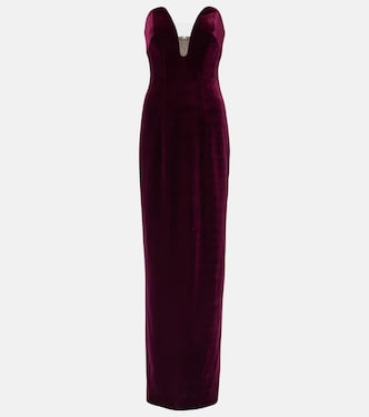 Robe bustier longue en velours | Monique Lhuillier