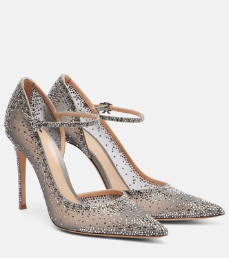 Rania 105 embellished suede Mary Jane pumps | Gianvito Rossi