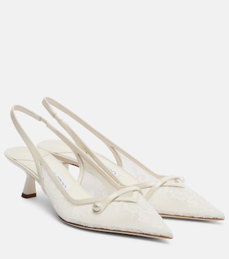 Amita 45 lace slingback pumps | Jimmy Choo