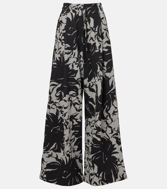 Floral pleated cotton jersey sweatpants | Dries Van Noten