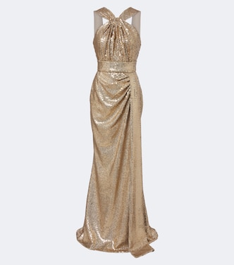 Draped sequined halterneck gown | Elie Saab