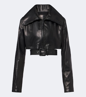 Belted cropped leather jacket | Balenciaga