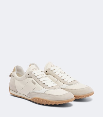 Suede-trimmed leather sneakers | Tod's