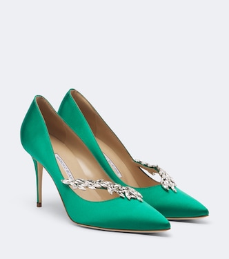 Nadira embellished satin pumps | Manolo Blahnik