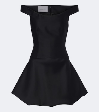 Off-shoulder wool and silk corset dress | Balenciaga