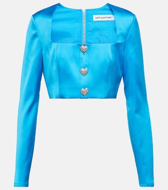 Cropped-Top aus Satin | Self-Portrait