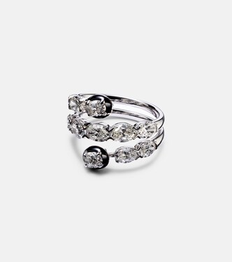 Ring aus 18kt Weißgold mit Emaille und Diamanten | Kamyen