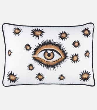 Eye embroidered cotton cushion | Les-Ottomans