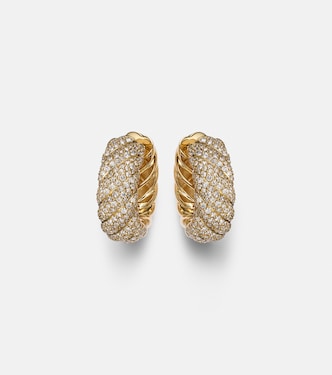Ohrringe Sculpted Cable aus 18kt Gelbgold mit Diamanten | David Yurman