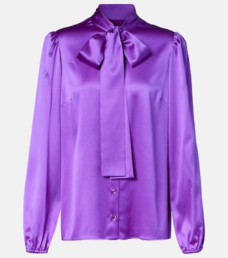 Tie-neck silk-blend satin blouse | Dolce&Gabbana