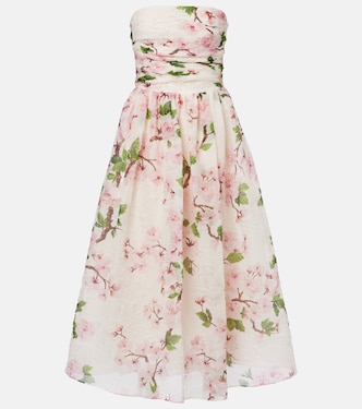 Floral silk-blend organza bustier dress | Oscar de la Renta