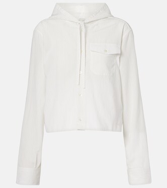 Pinstripe cropped hooded shirt | JW Anderson