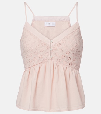 Aliah embroidered cotton poplin top | Velvet