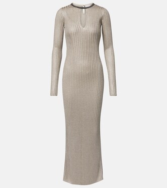 Monili ribbed-knit lamé maxi dress | Brunello Cucinelli