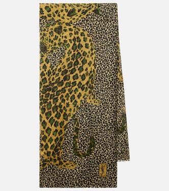 Leopard-print silk scarf | Saint Laurent