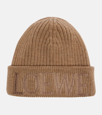 Logo embroidered ribbed-knit wool beanie | Loewe