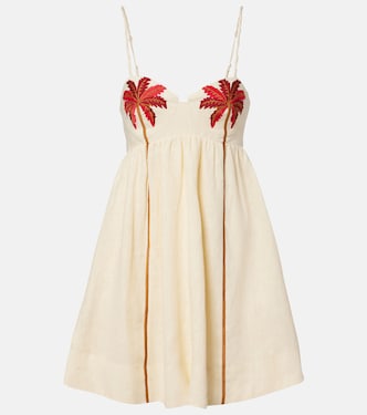 Coconut Tree embroidered linen minidress | Farm Rio