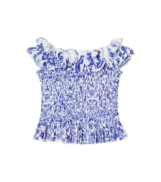 Alitza floral smocked cotton top | Poupette St Barth Kids