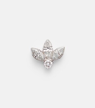 Lotus 18kt white gold (750/1000) single earring with diamonds | Maria Tash
