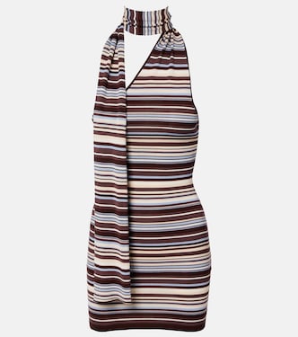 Knitted scarf-detail striped minidress | Aya Muse