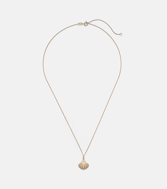 Vintage Scallop Shell 14kt gold necklace with diamonds | Stone and Strand