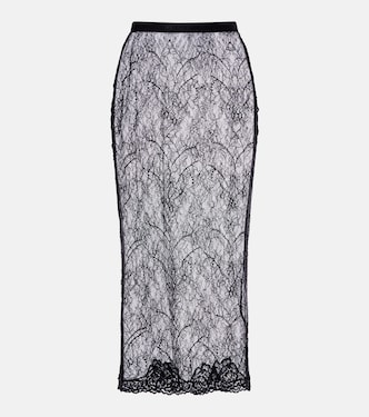 Floral sheer lace midi skirt | Valentino