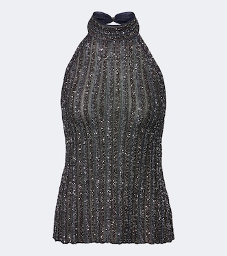 Ribbed-knit sequined halterneck top | Missoni