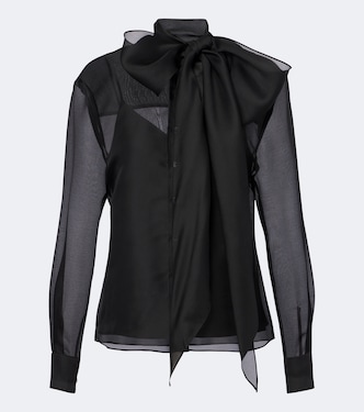 Tie-neck silk organza blouse | Carolina Herrera