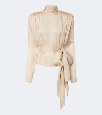 Bow-detail silk charmeuse blouse | Balmain