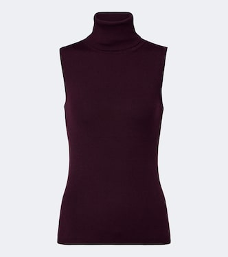 Ribbed-knit virgin wool turtleneck top | Jardin des Orangers